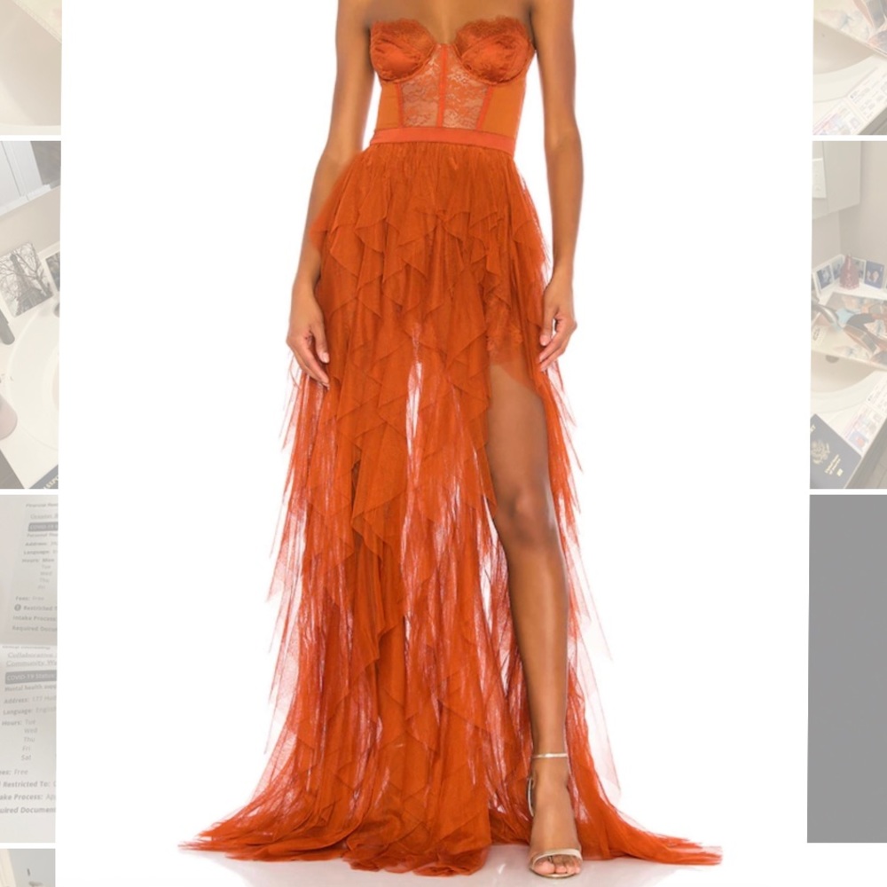 REVOLVE Bustier Gown in Rust For Love & Lemons